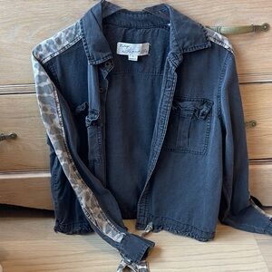 Vintage Havana washed lightweight denim tencil jacket leopard stripe small